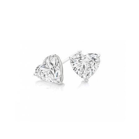 ORECCHINI A LOBO A FORMA DI CUORE IN ORO BIANCO 14K, 1,05 CT TOTALI. - VDB-HS100W14R000