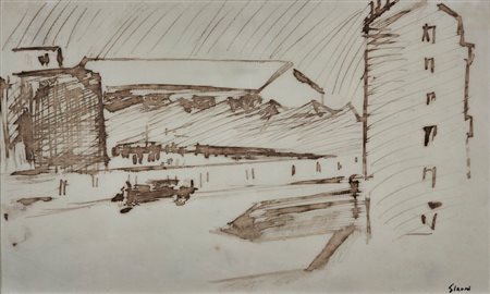 SIRONI MARIO (1885 - 1961) - PAESAGGIO URBANO (c.1921).