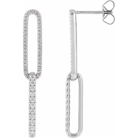 ORECCHINI A MAGLIE ALLUNGATE IN ORO BIANCO 14K CON DIAMANTI LAB GROWN PER 0.5 CT - LG701689047P