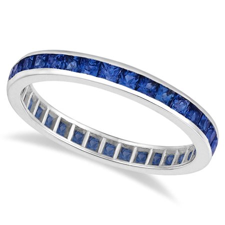 ANELLO ETERNITY IN ORO BIANCO 14K CON ZAFFIRI BLU PRINCESS - VDB-clear-MM45WS7