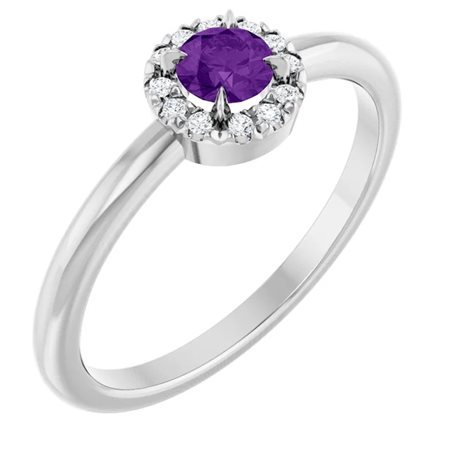 ANELLO HALO FRENCH-SET IN ORO BIANCO 14K CON AMETISTA NATURALE E DIAMANTI (1.648 CTW) - VDB-41272376P