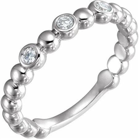 ANELLO BEADED IN ORO BIANCO 14K CON TRE DIAMANTI NATURALI (2.19 CTW) - VDB-600123270P
