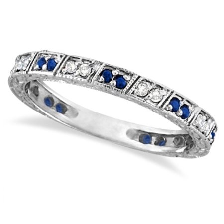 ANELLO IN FILIGRANA CON ZAFFIRI BLU E DIAMANTI IN ORO BIANCO 14K (0.30 CTW) - VDB-MM71WDS