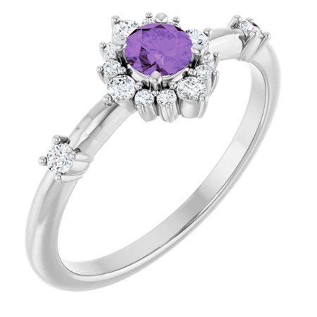 ANELLO HALO IN ORO BIANCO 14K CON AMETISTA NATURALE E DIAMANTI (1.614 CTW) - VDB-601072088P