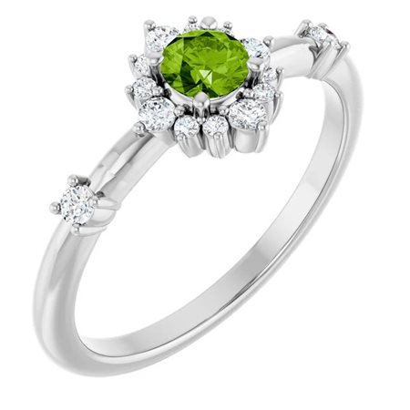 ANELLO HALO IN ORO BIANCO 14K CON PERIDOTO NATURALE E DIAMANTI (1.614 CTW) - VDB-601772088P