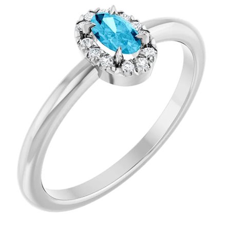 ANELLO HALO FRENCH-SET IN ORO BIANCO 14K CON ACQUAMARINA OVALE E DIAMANTI (1.6669 CTW) - VDB-34672376P