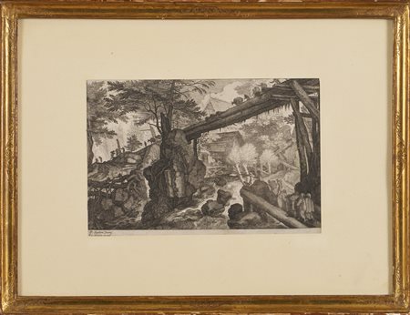 EGIDIUS SADELER, Paesaggio con ponte di Tronchi su Cataratta