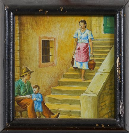 CERAMICHE MOLARONI PESARO, Lotto composto da due ceramiche dipinte