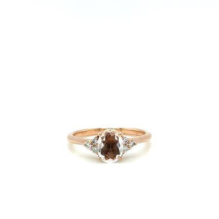 ANELLO IN ORO ROSA 14K CON MORGANITE NATURALE 1.00 CT E DIAMANTI 0.14 CT G-H / SI1 – MISURA 54 - H60110- MAR