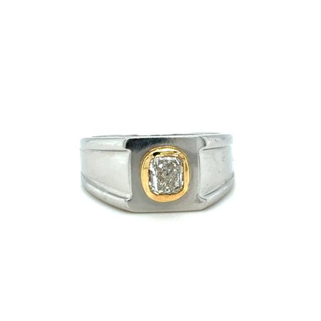 ANELLO IN PLATINO E ORO GIALLO 14K CON DIAMANTI 0.80 CT H-I / SI2 – MISURA 56 - H60121- MAR