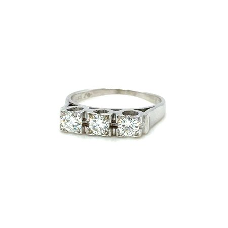ANELLO IN ORO BIANCO 18K CON DIAMANTI 0.90 CT E-F / VS – MISURA 55 - H60117- MAR