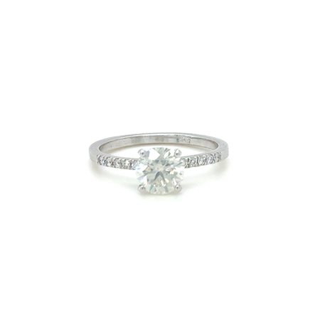 ANELLO IN ORO BIANCO 14K CON DIAMANTE NATURALE 1.32 CT (H-I / SI2-I2) E DIAMANTI 0.12 CT (D-F / VS) – MISURA 56 - RNG51001- MAR
