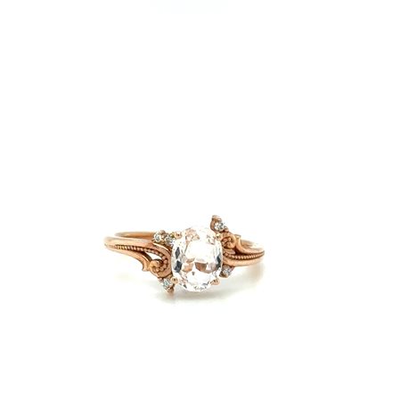 ANELLO IN ORO ROSA 14K CON MORGANITE NATURALE 1.00 CT E DIAMANTI 0.10 CT G-H / SI1 – MISURA 55 - H60107- MAR
