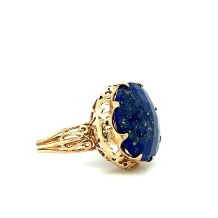 ANELLO IN ORO GIALLO 18K CON LAPISLAZZULI 10.00 CT – MISURA 55 - H60109- MAR