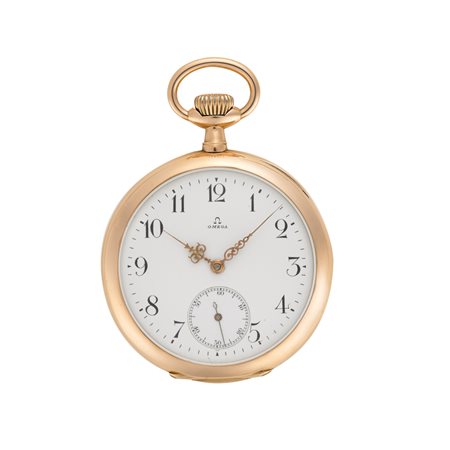 OMEGA Orologio da tasca da uomo in oro 18K. Anni 1910 ca. Quadrante e cassa...