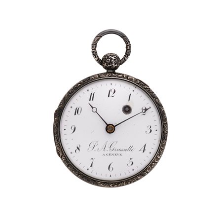 P. A. GRASSELLI A GENEVE Orologio da tasca da uomo in argento Epoca 1830...