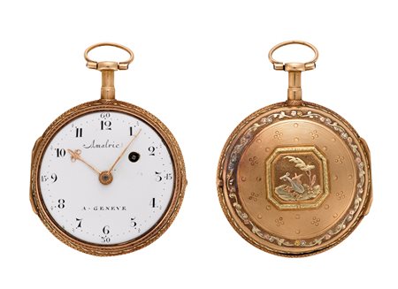 AMALRIE GENEVE Orologio da tasca da uomo in oro Epoca fine secolo XVIII,...