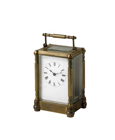 OFFICIER Orologio da viaggio in ottone con cristalli molati Fine 800...