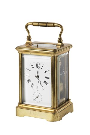 ANONIMO OFFICIER Orologio da viaggio in ottone e cristalli molati Movimento...