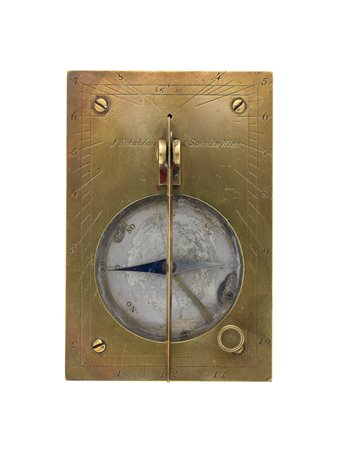 JSCHABLAFS & SOHNIN - WIEN Orologio solare in ottone e legno graduato per...