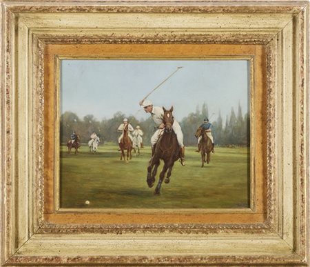 Septimus Edwin Scott * "Partita di Polo" 
olio su cartone (cm 24x30)
firmato in
