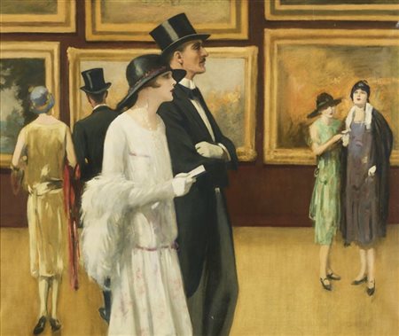 * Maestro inglese di inizio secolo XX

"All'esposizione" 
olio su tela (cm 110x