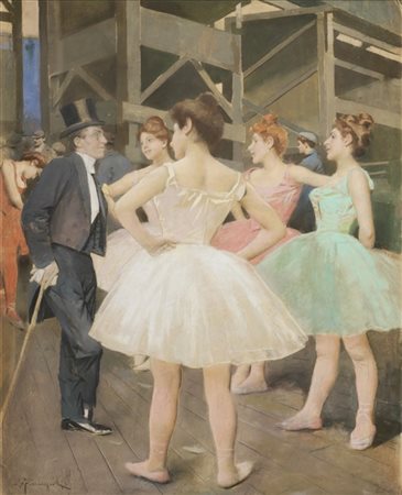 Arnaldo Ferraguti * "Dietro le quinte" 
tecnica mista su cartone (cm 68x53,5)
fi