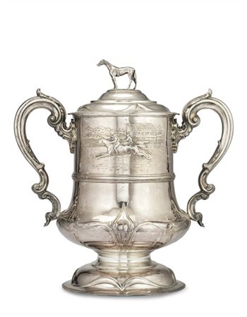 Grande trofeo equestre biansato in argento "Kozak by Carlton-Koza" decoro Liber