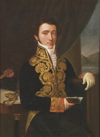 * Scuola francese del secolo XIX

"Ritratto di gentiluomo in uniforme con libro
