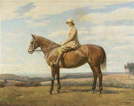 Anton Abraham van Anrooy * "Donna a cavallo" 
olio su tela (cm 90x120)
firmato i