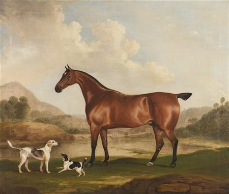 Thomas Weaver * "Cavallo e cani da caccia entro paesaggio" 1829
olio su tela (cm