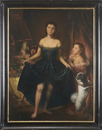 Othmar Peter Hartmann "Interno con due piccole stelle del circo" 1932
olio su te