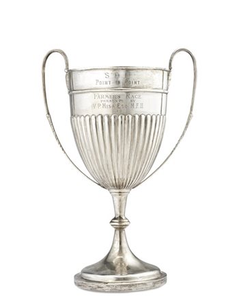 Coppa a doppia ansa in argento "Farmers Race presented by V.P. Misa. Esq. M.F.H