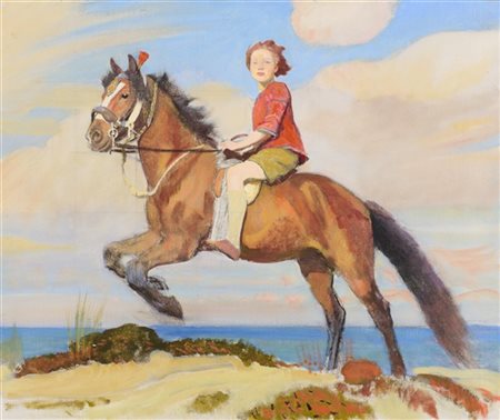 George Spencer Watson * "Mary a cavallo" 
olio su tela (cm 63x76)
al retro: cart