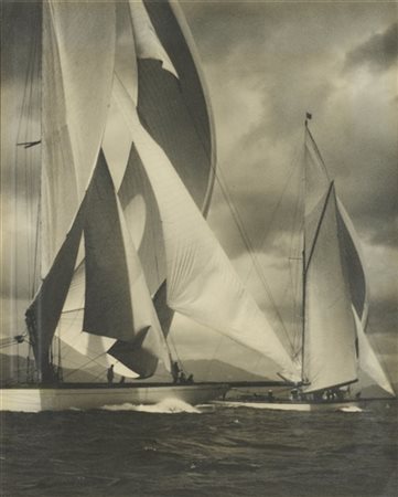 Stampa fotografica raffigurante barche a vela (cm 58,5x43) in cornice (lievi di