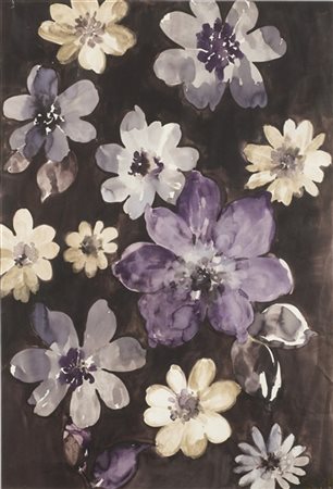 Coppia di disegni tessili ad acquerello per stampe su tessuto con fiori. Secolo