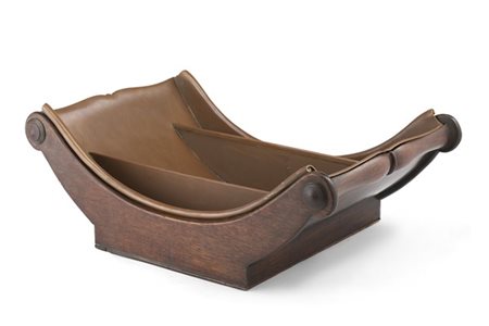 Set da formaggio in mogano con vasca in rame con divisori interni, base sagomat