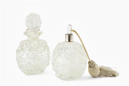 Manifattura di Murano, anni '40 circa. Boccetta porta profumo e diffusore in ve
