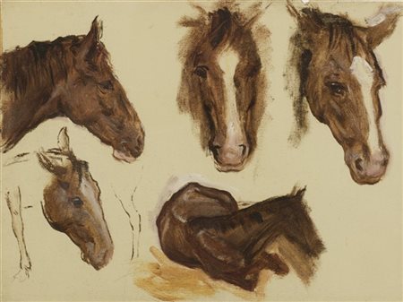 Ignoto del secolo XIX

"Studio per teste di cavallo" 
olio su carta preparata (