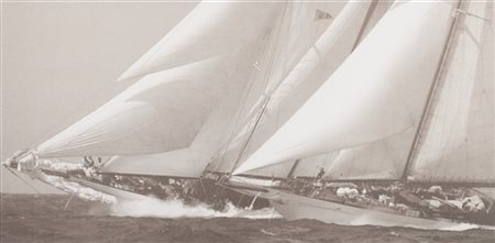 Gruppo di dieci stampe da fotografie di Franco Pace raffiguranti barche a vela