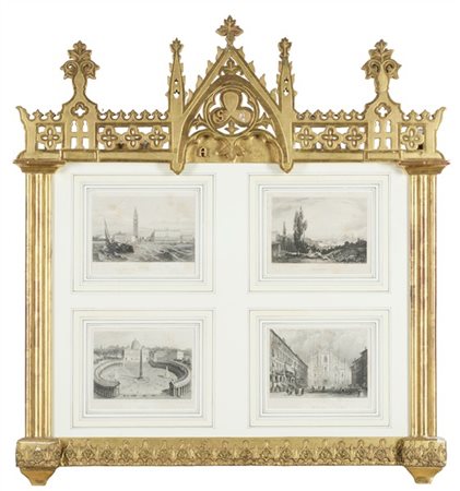Gruppo di quattro incisioni del secolo XIX raffiguranti "Venezia", "Firenze", "