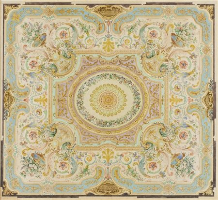 Ignoto del secolo XIX, Studio per soffitto, acquerello su carta (cm 65x75), in