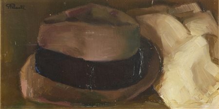 Giuseppe Palanti "Il cappello" 
olio su compensato (cm 20x40)
firmato in alto a