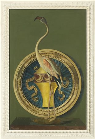 Giovanni Cingolani "Composizione con fenicottero e scudo" 1891
olio su tela (cm