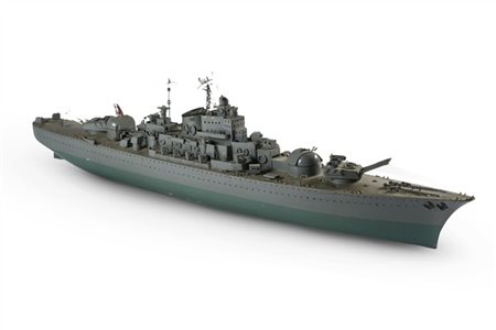 Grande modello di corazzata sovietica in metallo e legno risalente agli anni '6