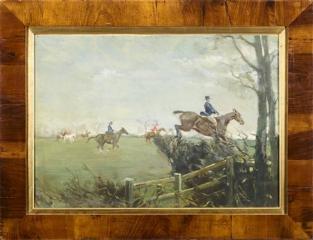 Charles Walter Simpson "Il salto" 
tecnica mista su carta applicata a compensato