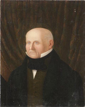 Pietro Della Valle "Ritratto di gentiluomo con tendaggio sullo sfondo" 1845
olio