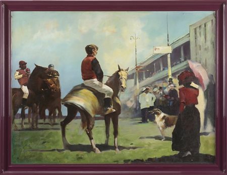 ** Ignoto del secolo XX
"All'ippodromo"
olio su tela (cm 74,5x99)
in cornice la