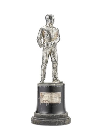 Trofeo di bowling in metallo argentato "Anlaessich des Preiskegelns zum 10 Jaeh