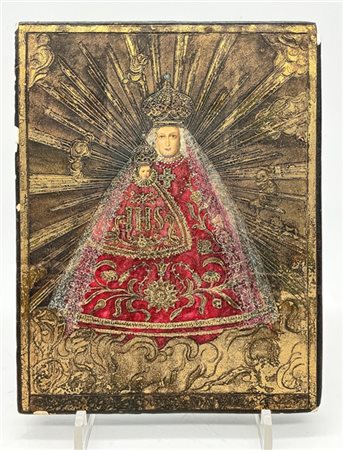 Ignoto 
Vergine della Candelaria 
Tecnica mista su tavola e gesso, iscrizione a
